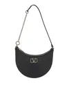 Valentino Half-moon Leather Shoulder Bag With Chain Strap In Black