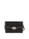 Valentino Small Rockstud Shoulder Bag In Black
