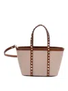 Valentino Small Shopping Bag Rockstud In Nude & Neutrals
