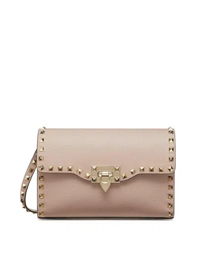 Valentino Garavani Small Rockstud Crossbody Bag In Nude & Neutrals