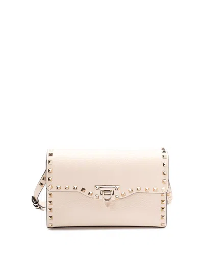 Valentino Garavani Rockstud Small Shoulder Bag In White