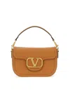 Valentino Shoulder Bag With Logo In Light Brown