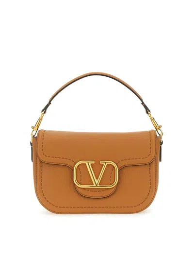 Valentino Garavani Shoulder Bag With Logo In Light Brown