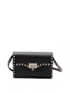 Valentino Small Rockstud Shoulder Bag In Black