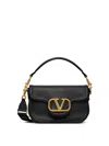 Valentino Vlogo Embellished Textured-leather Shoulder Bag In Black