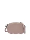 Valentino Chain Strap Studded Pebbled Texture Cross-body Bag In Nude