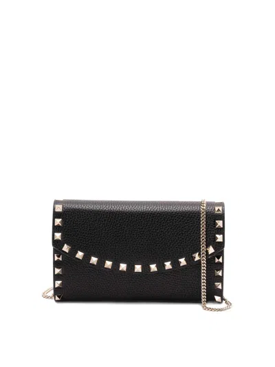 VALENTINO GARAVANI ROCKSTUD LEATHER WALLET ON CHAIN
