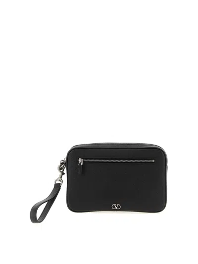 Valentino Garavani Vlogo Signature Clutch Bag In Black
