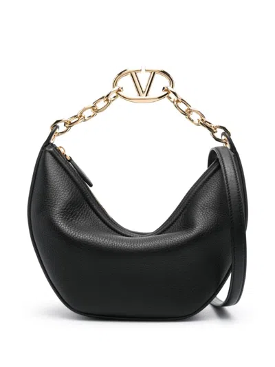 Valentino Garavani Black Leather Moon Shoulder Bag
