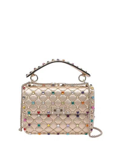 Valentino Garavani Medium Rockstud Spike Handbag In Gold