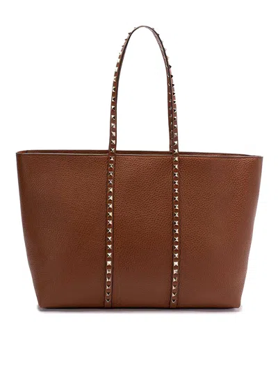 Valentino Garavani Brown Rockstud Tote Bag