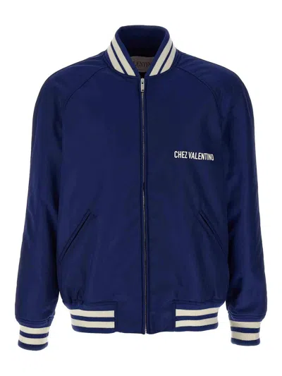 Valentino Bomber Jacket In Blue