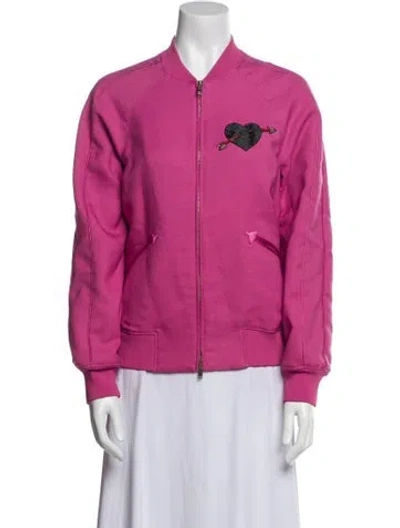 Pre-owned Valentino Bomber Jacket In Pink