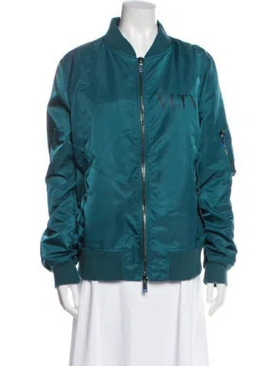 Pre-owned Valentino Bomber Jacket W/ Tags In Blue