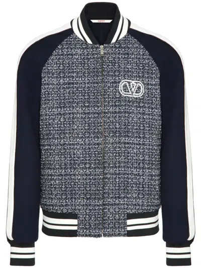 Valentino Bomber Jacket With Vlogo Signature Patch In Blue