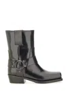 Valentino Garavani Women Biker Leather Boots With Iconic Studs In Black