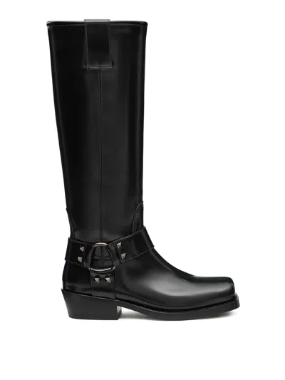 Valentino Garavani Boot Rockstud T 40 Vitello In Black