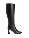 Valentino Boot | Vlogo Signature | T. 80 | Vitello/antique Brass Logo Boots Black In Black