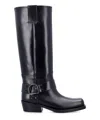 Valentino Garavani Black Leather Biker Rockstud Boots In Black