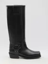 Valentino Rockstud Biker Knee-high Leather Boots In Black