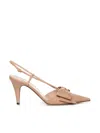 Valentino Garavani Bowow Slingback Pumps In Kidskin 85mm Woman Rose Cannelle 42 In Brown