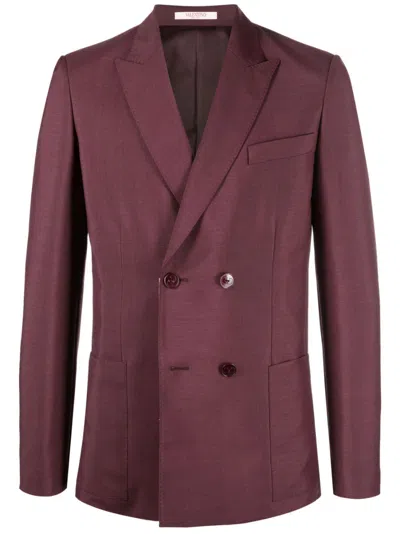 Valentino Bordeaux Double Breasted Jacket For Men