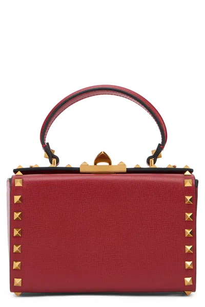 Valentino Garavani Bordeaux Leather Bag With Elegant Studs In Burgundy