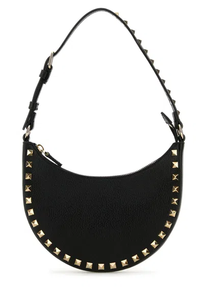 Valentino Garavani Black Leather Rockstud Handbag