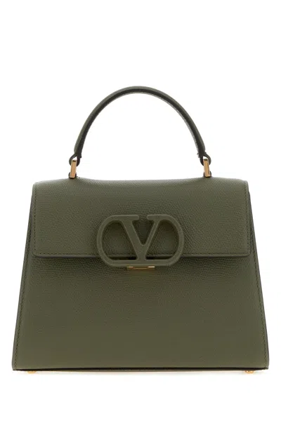 Valentino Garavani Small Vlogo Signature Leather Tote Bag In Green