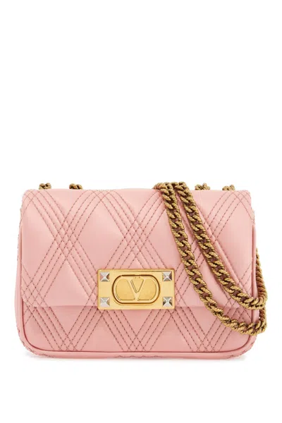 Valentino Garavani Borsa A Spalla Small Rock-chic Rosa Geranio In Pelle Women In Pink