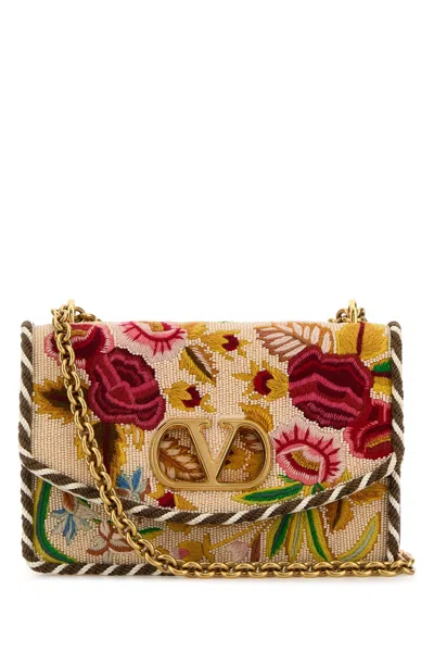 Valentino Garavani Embroidered Fabric Vain Shoulder Bag