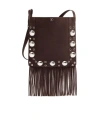 Valentino Fringed Eyelet-embellished Suede Shoulder Bag In Brown