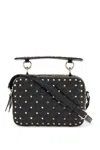 Valentino Borsa A Tracolla Compatta Trapuntata Con Borchie Dorate Nera In Black
