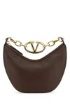 Valentino Brown Leather Mini Hobo Vlogo Moon Handbag In Cacao