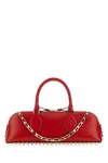 Valentino Sculpted Chain Stud Top Handle Bag In Rougepur