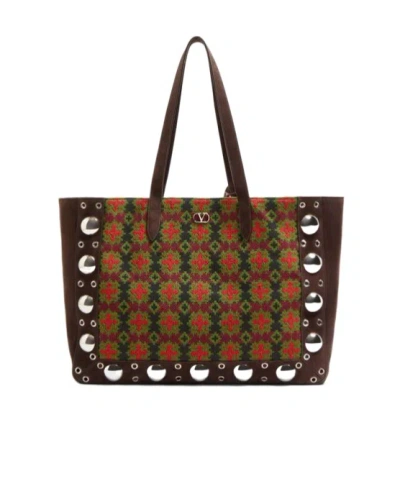 Valentino Garavani Nellcôte Large Shopping Bag In Jacquard Fabric In Multicolor