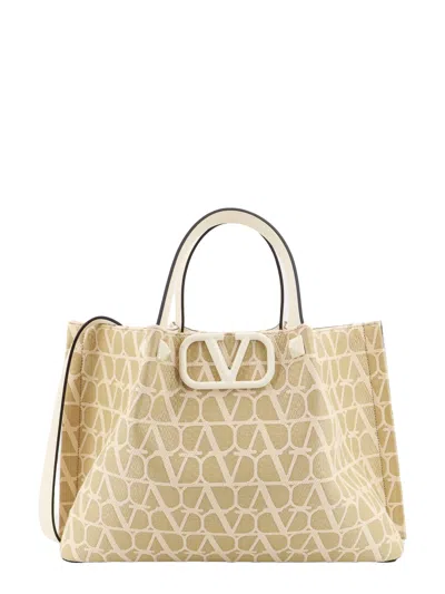 Valentino Garavani Borsa Tote In Rafia Toile Iconographe In Beige