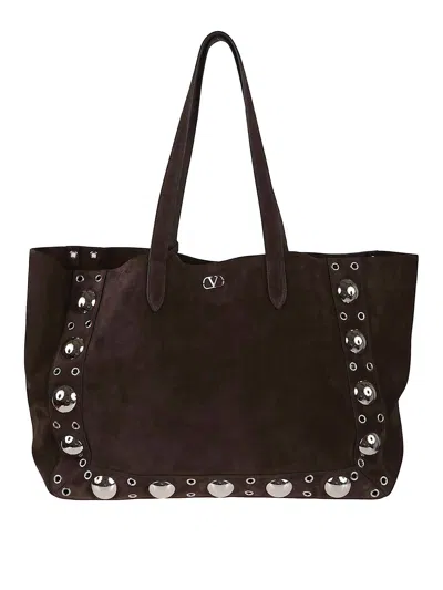 Valentino Garavani Borsa Tote Nellcote Grande In Brown