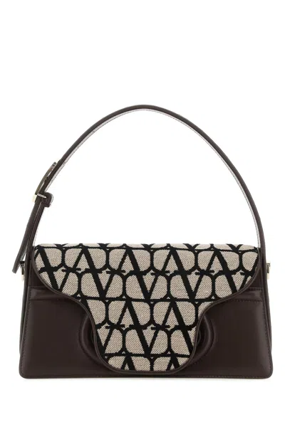 VALENTINO GARAVANI VALENTINO GARAVANI TOILE ICONOGRAPHE AND LEATHER LE GRAND DEUXIEME SHOULDER BAG