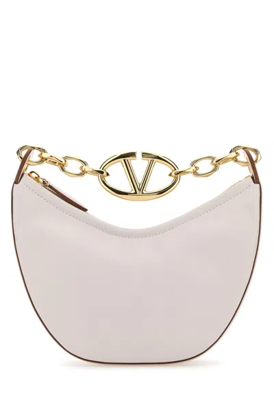 VALENTINO GARAVANI VALENTINO GARAVANI IVORY LEATHER MINI HOBO VLOGO MOON HANDBAG
