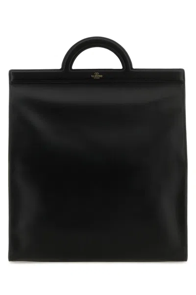 VALENTINO GARAVANI VALENTINO GARAVANI BLACK LEATHER SHOPPING BAG