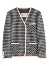 Valentino Boucle Wool Blend Jacket With Contrast Trim