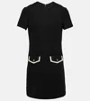 Valentino Embellished Piped Wool And Silk-blend Knitted Dress In Black