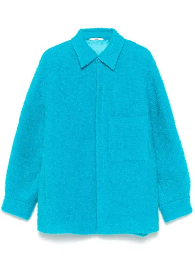 Valentino Bouclé Shirt Jacket In Blau