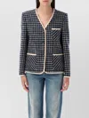 Valentino Boucle Wool Blend Jacket With Contrast Trim