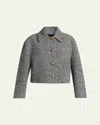 Valentino Tailored Peacoat Cropped Houndstooth Long Sleeves In Black