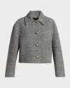 Valentino Tailored Peacoat Cropped Houndstooth Long Sleeves In Black