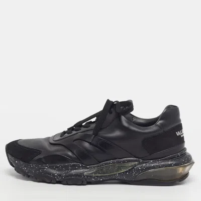 Pre-owned Valentino Garavani Bounce Airsole Size 46 Black Leather And Suede Low Top Sneakers