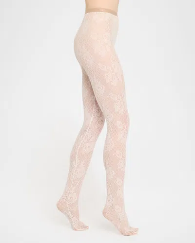 Valentino Bouquet Lace Tights In Neutral
