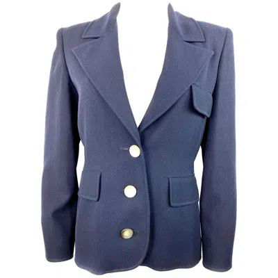 Pre-owned Valentino Boutique Navy Blazer Jacket Size 6 In Blue